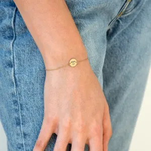 Bratara din Aur 14K Premium, personalizata cu banut mic gravat (10 mm)
