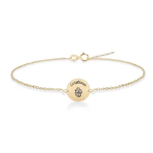 Bratara din Aur 14K Premium, personalizata cu banut mic gravat (10 mm)