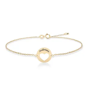 Bratara din Aur 14K Premium, personalizata cu banut mic gravat (11 mm)