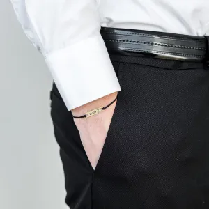 Bratara barbat din Aur 14K Premium, cu snur reglabil si personalizata cu gravura (25 mm)