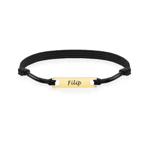 Bratara barbat din Aur 14K Premium, cu snur reglabil si personalizata cu gravura (25 mm)