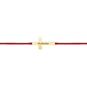Bratara bebe din Aur 14K Premium, cu snur reglabil si personalizata cu cruce mediu medie gravata (16 mm)