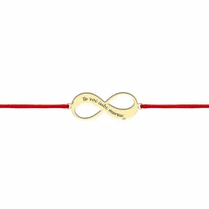 Bratara dama din Argint 925 Premium, cu snur reglabil si personalizata cu infinit mediu gravat (18 mm)
