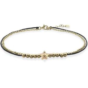 Bratara mix snur si lant pentru picior stea mic 5 mm personalizata gravura initiala Argint 925 Premium