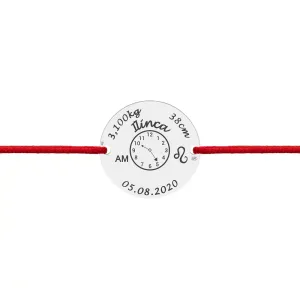 Bratara Argint 925 Premium dama, snur reglabil si banut mare, personalizata cu foto (17 mm)