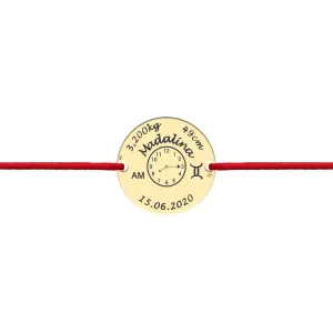 Bratara Aur 14K Premium, dama, snur ceasul bebelusului si banut mediu 15 mm, personalizat cu poza