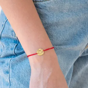 Bratara Aur 14K Premium, dama, snur ceasul bebelusului si banut mediu 15 mm, personalizat cu poza