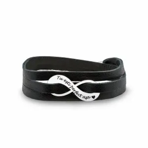 Bratara barbat din Argint 925 Premium, personalizata cu infinit mare gravat (30 mm)