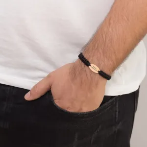 Bratara Aur 14K Premium, barbati, snur reglabil gros si oval, personalizata cu text (22 mm)