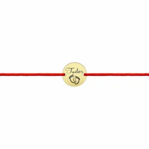 Bratara Aur 14K Premium bebe, snur reglabil si banut mic, personalizata cu text (10 mm)