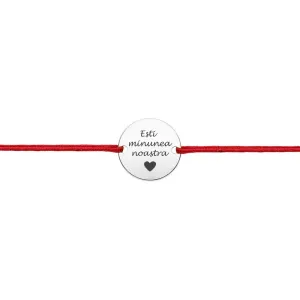 Bratara Argint 925 Premium bebe, snur reglabil si banut mic, personalizata cu text (12 mm)