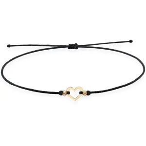 Bratara picior Aur 14K Premium, snur cu bilute si inima, reglabila (8 mm)