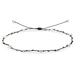 Bratara picior Aur 14K Premium, snur cu perle de cultura si bilute, reglabila
