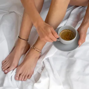 Bratara picior Aur 14K Premium, snur si biluta, reglabila