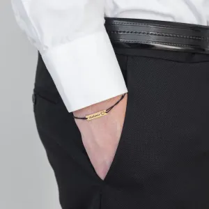 Bratara barbat din Aur 14K Premium, cu snur reglabil si personalizata cu gravura (25 mm)