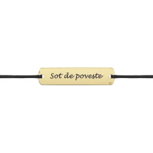 Bratara barbat din Aur 14K Premium, cu snur reglabil si personalizata cu gravura (25 mm)
