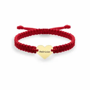 Bratara din Aur 14K Premium, cu snur reglabil si personalizata cu inima mic mica gravata (10 mm)