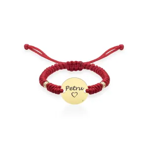 Bratara bebe din Aur 14K Premium, cu snur reglabil si personalizata cu banut mic gravat (10 mm)