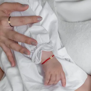 Bratara Aur 14K Premium bebelusi, snur si inima mica, personalizata initiala (7 mm)
