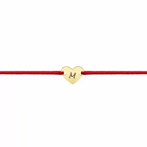 Bratara Aur 14K Premium bebelusi, snur si inima mica, personalizata initiala (7 mm)