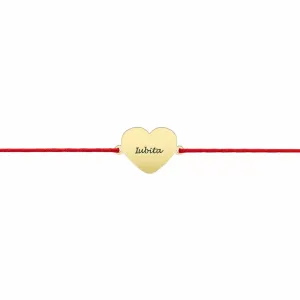 Bratara bebe din Aur 14K Premium, cu snur reglabil si personalizata cu inima mic mica gravata (8 mm)