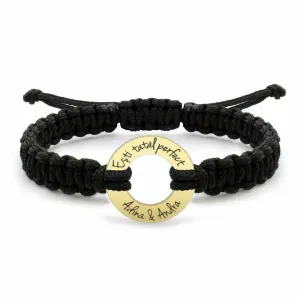 Bratara barbateasca snur paracord impletit cerc 20 mm personalizat gravura text Aur 14K Premium