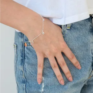 Bratara tip salba, lant cu banuti 5 mm Argint 925 Premium, personalizata initiale