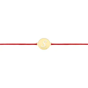 Bratara snur banut mic 10 mm cu initiala decupata Aur 14K