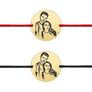 Bratari cuplu Argint 925 Premium, banuti personalizati, gravura 4life cu poza si snur reglabil(17 mm)