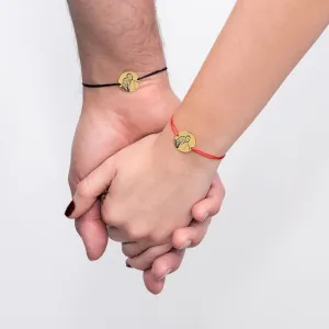 Bratari cuplu Argint 925 Premium, banuti personalizati, gravura 4life cu poza si snur reglabil(17 mm)