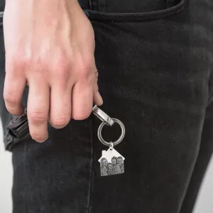 Breloc Argint 925 Premium, personalizat cu poza, casa (30 mm)