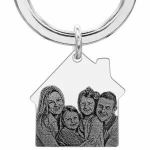 Breloc Argint 925 Premium, personalizat cu poza, casa (30 mm)