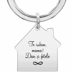 Breloc Breloc Argint 925 Premium, personalizat cu text, casa (30 mm)