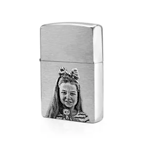 Bricheta Zippo personalizata gravura cu poza argintiu - mat