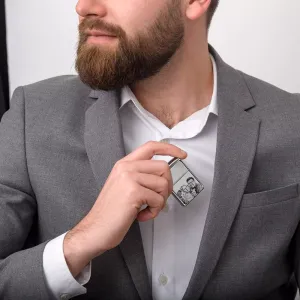 Bricheta Zippo personalizata gravura cu poza argintiu - mat