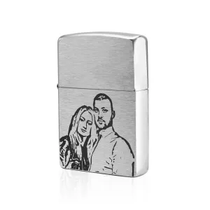 Bricheta Zippo gravata laser 4life cu poza, argintiu - mat