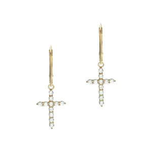 Cercei Argint 925 Premium dama - Cruce medie cu zirconii