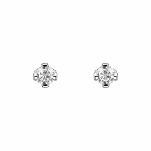 Cercei aur copii PRIMUL MEU DIAMANT pietricica din diamant inchidere sigura cu filet (Aur 14K)