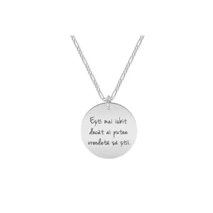 Colier Argint 925, personalizat gravura text, banut 22 mm (lant Figaro)