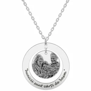 Lantisor Argint 925 Premium, cu banut mare in cerc 28 mm, personalizat cu poza (lant Cable)