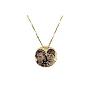 Lantisor Aur 14K Premium, dama, lantisor trecut prin banut mediu 15 mm, personalizat cu poza