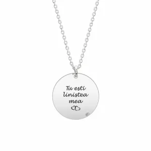 Lantisor Argint 925 Premium, banut mare 17 mm, personalizat cu text
