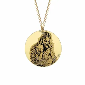 Lantisor Argint 925 Premium, cu banut mare 19 mm, personalizat cu poza