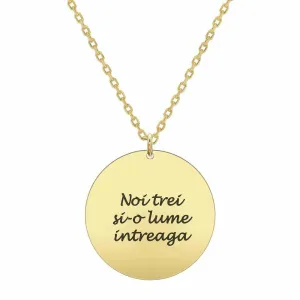 Lantisor Argint 925 Premium, banut mare 22 mm, personalizat cu text