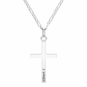 Lant Argint 925 Premium de barbat, cruce mare 30 mm, personalizat (lant gros Figaro)