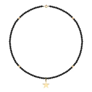 Colier cu pietre negre Spinel, bilute si stea Aur 14K Premium (6 mm)