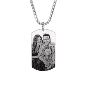 Colier placuta Army si lant masiv, Inox Premium hipoalergenic,personalizata cu poza ( 43mm)