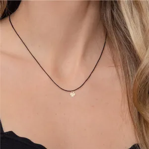 Colier snur reglabil si pandantiv trifoi Aur (6 mm)