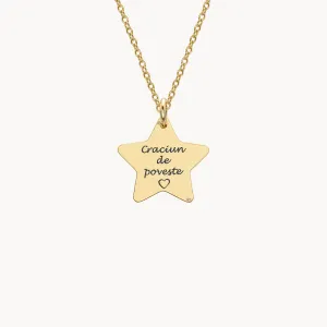 Lantisor Argint dama, stea medie, personalizat (15 mm)