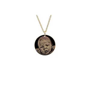 Lantisor Aur 14K Premium, dama, banut mediu 15 mm, personalizat cu poza